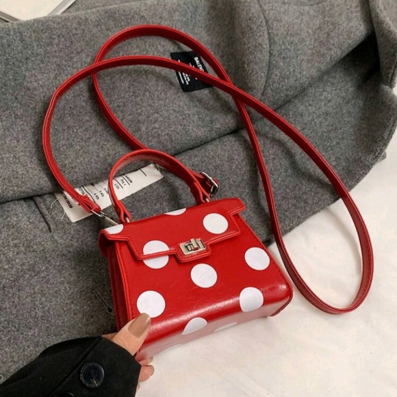 1pc Fashionable And Cute Polka Dot Kelly French Retro High-End Shoulder Crossbod - Picture 2 of 3